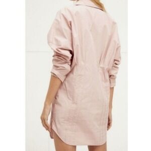 Free People Shirt Dress Mini Pink Button Down Collared Long Sleeve Casual  Dress